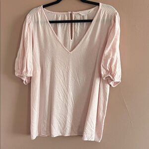 Women’s pinned white striped short sleeves top XL